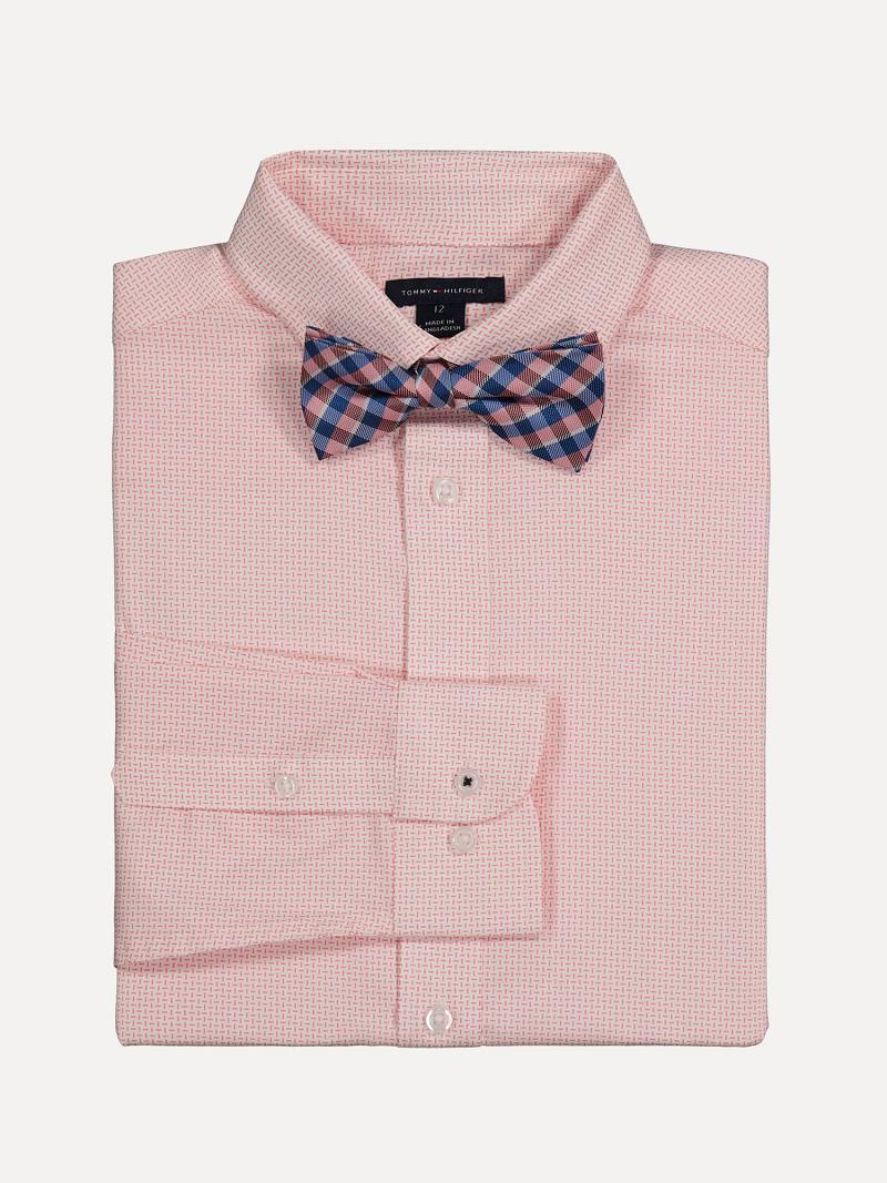 Fiú Tommy Hilfiger Big Shirt and Plaid Bow Tie Set Nadrág Rózsaszín | HU 2303UZG